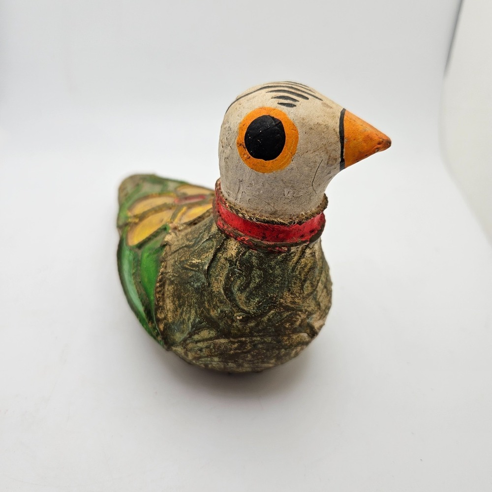 Vintage Folk Art Bird‎ Figurine Hand Painted Clay Pottery Flower Decor - Picture 5 of 9